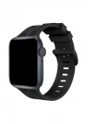 BFS  Apple Watch 38mm KR408 Çizgili Silikon Kordon - Siyah