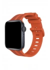 BFS  Apple Watch 38mm KR408 Çizgili Silikon Kordon - Turuncu