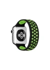 BFS  Apple Watch 42mm Ayarlı Delikli Silikon Kordon - Siyah-Yeşil