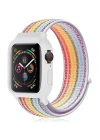 BFS  Apple Watch 42mm Hasırlı Cırtcırtlı Kasalı Kordon - Gökkuşağı 2