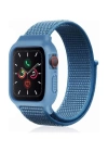 BFS  Apple Watch 42mm Hasırlı Cırtcırtlı Kasalı Kordon - Mavi