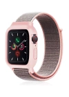BFS  Apple Watch 42mm Hasırlı Cırtcırtlı Kasalı Kordon - Pembe