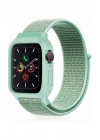 BFS  Apple Watch 42mm Hasırlı Cırtcırtlı Kasalı Kordon - Turkuaz