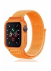 BFS  Apple Watch 42mm Hasırlı Cırtcırtlı Kasalı Kordon - Turuncu