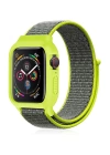 BFS  Apple Watch 42mm Hasırlı Cırtcırtlı Kasalı Kordon - Yeşil