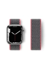 BFS  Apple Watch 42mm Hasırlı Cırtcırtlı Kordon - Pembe-Gri