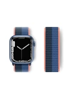 BFS  Apple Watch 42mm Hasırlı Cırtcırtlı Kordon - Siyah-Mavi
