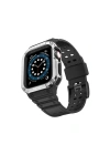 BFS  Apple Watch 42mm KR401 Silikon Kordon - Siyah-Gümüş