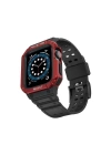 BFS  Apple Watch 42mm KR401 Silikon Kordon - Siyah-Kırmızı