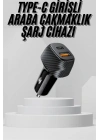 BFS Araç İçi Şarj Cihazı 38W Güç Kapasiteli Type-C Girişli Araba Çakmaklık