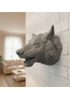 BFS Asılabilir Gri Kurt Heykeli Ev Ofis Duvar Süslemesi Dekoratif