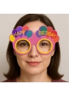 BFS  Balon Desenli Karton Doğum Günü Gözlükleri 6 Adet Pembe Renk
