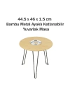 BFS Bambu Metal Ayaklı Katlanabilir Yuvarlak Masa - 44.5 x 46 x 1.5 Cm