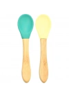 BFS Bambu Saplı Silikon Mama Kaşığı 2li Yeşil Sarı