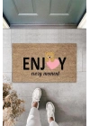 BFS Bej Kapı Önü Paspası Enjoy Ever Moment Ayıcık Desen  K-3351