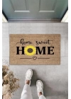BFS Bej Kapı Önü Paspası Home Sweet Home Papatyalı Desen  K-3342