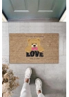 BFS Bej Kapı Önü Paspası Love To Love Ayıcık Desen  K-3335