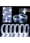 BFS  Beyaz-Gümüş Led Işıklı Baskı Yapılabilen Pilli Bileklik Bilezik 1,5 cm Genişlik