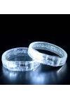 BFS  Beyaz-Gümüş Led Işıklı Baskı Yapılabilen Pilli Bileklik Bilezik 1,5 cm Genişlik
