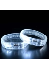 BFS Beyaz-gümüş Led Işıklı Baskı Yapılabilen Pilli Bileklik Bilezik 1,5 Cm Genişlik