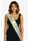 BFS  Beyaz Saten Üzerine El Yazısı İtalik Altın Bride To Be Kuşağı
