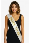 BFS Beyaz Saten Üzerine Kalın Altın Yazılı Bride To Be Kuşağı