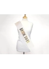 BFS   Beyaz Üzeri Altın Büyük Bride To Be Yazılı Simli Işıltılı Kuşak Kemer 10x80 cm