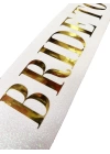 BFS   Beyaz Üzeri Altın Büyük Bride To Be Yazılı Simli Işıltılı Kuşak Kemer 10x80 cm