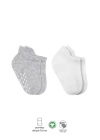 BFS  Bistyle 2Li Sneakers Kaymaz Basic Penye Çorap BS20103 Gri Beyaz