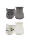 BFS   Bistyle 2Li Sneakers Smile Penye Çorap BS20106 Gri Ekru