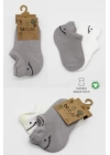 BFS   Bistyle 2Li Sneakers Smile Penye Çorap BS20106 Gri Ekru