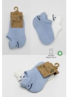 BFS   Bistyle 2Li Sneakers Smile Penye Çorap BS20106 Mavi Ekru