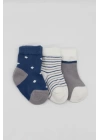 BFS   Bistyle 3Lü Penye Erkek Soket Çorap BS10111 İndigo