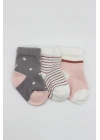BFS   Bistyle 3Lü Penye Kız Soket Çorap BS10112 Gri
