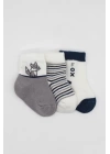 BFS   Bistyle 3Lü Penye Soket Çorap BS10109 Gri