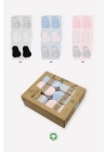 BFS  Bistyle 6Lı Silikonlu Babet Penye Çorap BS30101B Pembe Ekru Gri