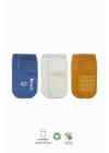 BFS   Bistyle Basic Kaymaz Penye Soket Çorap 3Lü BS10106 İndigo Ekru Hardal