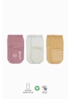 BFS   Bistyle Basic Kaymaz Penye Soket Çorap 3Lü BS10106 Pudra Ekru Somon