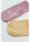 BFS   Bistyle Basic Kaymaz Penye Soket Çorap 3Lü BS10107 Pudra Ekru Somon
