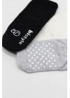 BFS   Bistyle Basic Kaymaz Penye Soket Çorap 3Lü BS10107 Siyah Ekru Gri