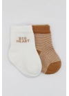 BFS   Bistyle Big Heart Penye Soket Çorap 2Li BS10117 Hardal