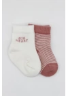 BFS   Bistyle Big Heart Penye Soket Çorap 2Li BS10117 Pudra