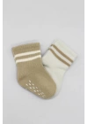 BFS   Bistyle Çemberli Kaymaz Soket Çorap 2Li BS10125 Bej-Ekru