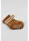 BFS   Bistyle Çemberli Kaymaz Soket Çorap 2Li BS10125 Ekru Hardal