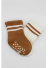 BFS   Bistyle Çemberli Kaymaz Soket Çorap 2Li BS10125 Ekru Hardal
