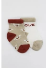 BFS   Bistyle Love Dog Penye Soket Çorap 2Li BS10118 Bej