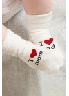 BFS   Bistyle Mom Dad 3Lü Penye Soket Çorap 10123 Ekru