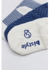 BFS   Bistyle Puanlı Kaymaz Penye Soket Çorap 3Lü BS10108 İndigo