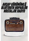 BFS Bluetooth Hoparlör Ahşap Renk Vintage Işıklı Nostaljik Radyo Fm Ahşap Görünümlü