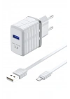 BFS C19Q 18W USB Çıkışlı Ekstra USB to Micro Kablolu PD Hızlı Şarj Cihazı - Beyaz